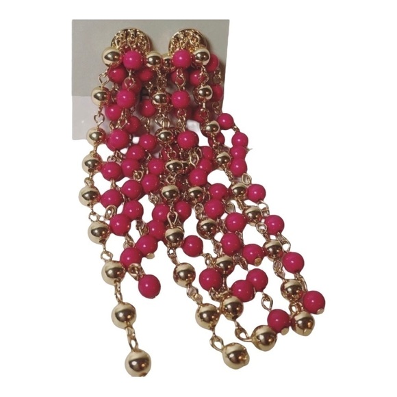 BP Dangling Pink and Gold Earrings - Picture 2 of 3